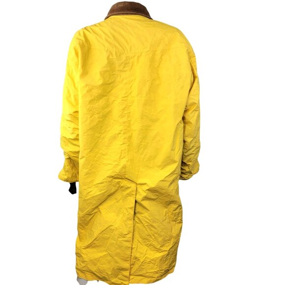Marlboro Vintage 90s Reversible Duster / Rain Coat Medium Men Women Yellow Brown - Picture 9 of 15